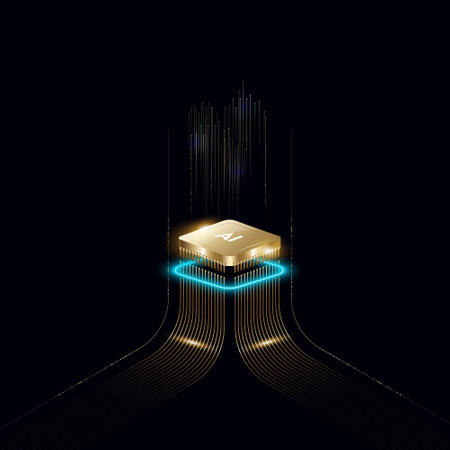 3d isometric cube with binary code on dark background. Vector illustrationのイラスト素材