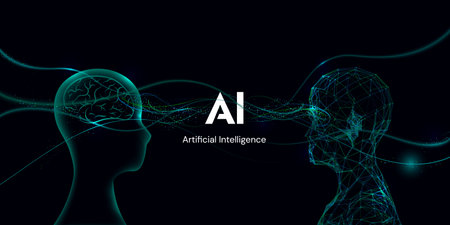 artificial intelligence. Artificial intelligence concept. Machine learning. Vector illustrationのイラスト素材