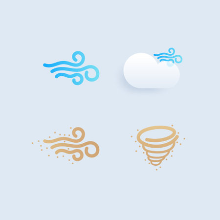 Set of different weather icons. Cloud, rain, moon, lightning, sonwflake. Vector illustrationのイラスト素材