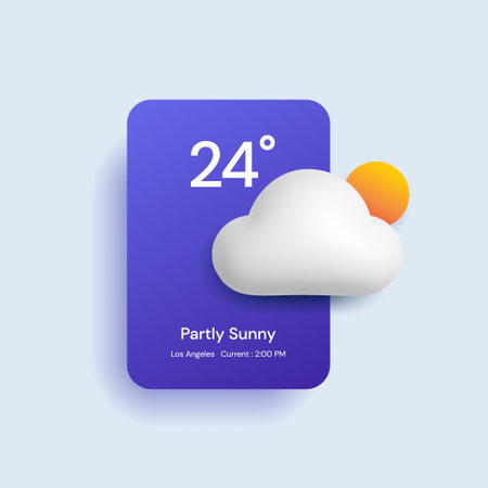 Set of different weather icons. Cloud, rain, moon, lightning, sonwflake. Vector illustrationのイラスト素材