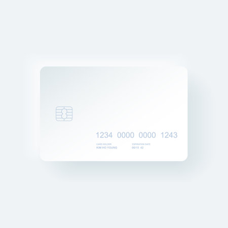 neumorphism style. Credit card mockup. Vector illustration. Credit card design template.のイラスト素材