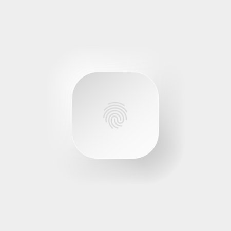 neumorphism style. Realistic white square button with wireless connection icon. Vector illustration.のイラスト素材