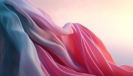Generative AI technology.Cloth flying in the sky, the material of the soft clothの素材