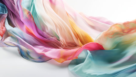 Generative AI technology.Cloth flying in the sky, the material of the soft clothの素材