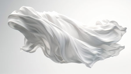 Generative AI technology.Cloth flying in the sky, the material of the soft clothの素材