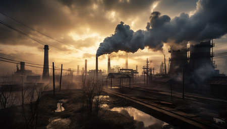 Generative AI technology.Environmental pollution, industrialization, greenhouse gas emissionsの素材