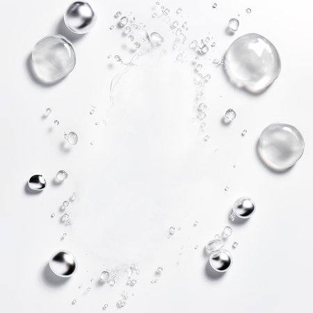 Water drops on white background. 3d rendering, 3d illustration.の素材