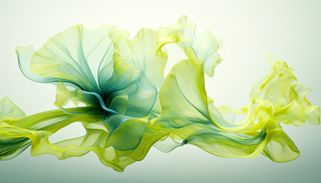 Abstract background of green wavy silk or satin. 3d renderingの素材