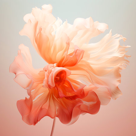 Flower petals in pastel colors on a light background.の素材
