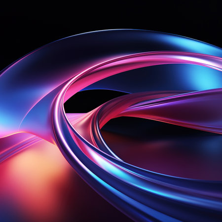 3d illustration of abstract background with blue and purple wavy linesの素材