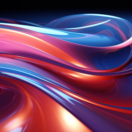 abstract background with red and blue waves, 3d render illustrationの素材