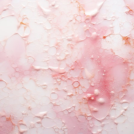 Watercolor abstract background with pink and white paint splashes and dropsの素材