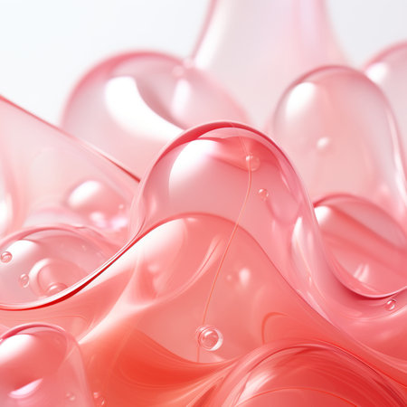 abstract background with drops of water in pink and beige colorsの素材