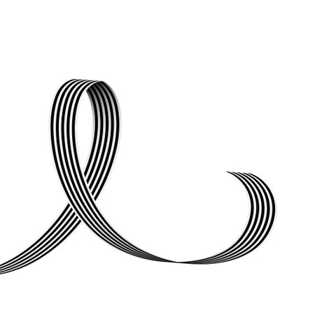 Black and white ribbon, symbol of the fight against AIDS. Vector illustrationのイラスト素材