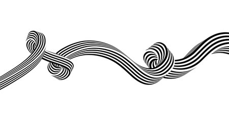 Black and white wavy, waving lines. Curved, zigzag stripes. Vector illustrationのイラスト素材
