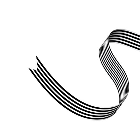 Curved black and white ribbon isolated on white background. Vector illustrationのイラスト素材