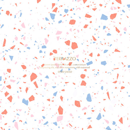 Terrazzo Texture Vector. Flooring Seamless Pattern. Floor Granite Textured. Stone, Rockle Textile Background. Natural Pavement, Mosaic Template. Quartz, Pebble Tile.のイラスト素材