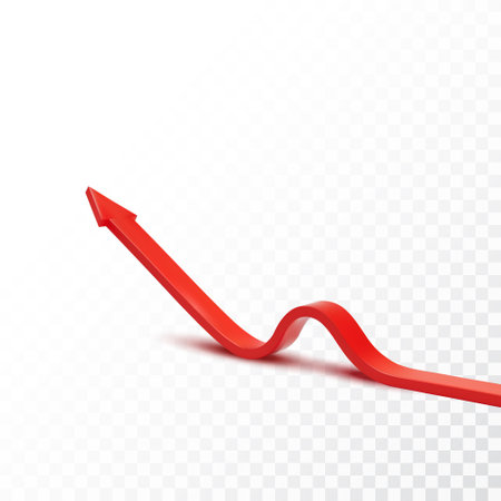 Realistic 3d Detailed Red Arrow on transparent background. Vector illustration for your graphic design. Eps 10のイラスト素材