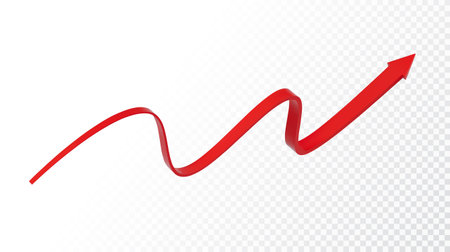 Realistic 3d Detailed Red Arrow on transparent background. Vector illustration for your graphic design. Eps 10のイラスト素材