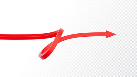 Realistic 3d Detailed Red Arrow on transparent background. Vector illustration for your graphic design. Eps 10のイラスト素材