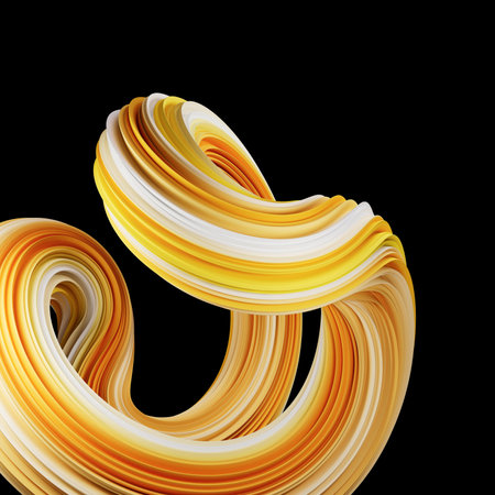 Abstract spiral shape on black background. 3d render illustration.