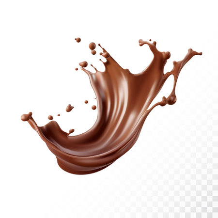 Chocolate splash isolated on white background. Realistic vector illustration.のイラスト素材