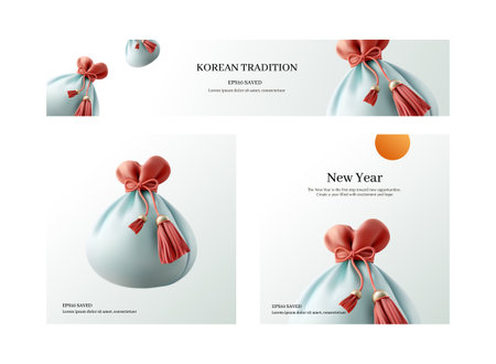 Set of gift bags with bows and ribbons. Vector illustration.のイラスト素材