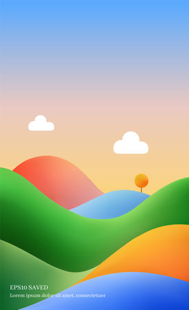 Landscape with hills and sky. Vector illustration. Eps 10.のイラスト素材