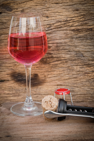 Bottle of red wine and corks. Wine list concepの写真素材