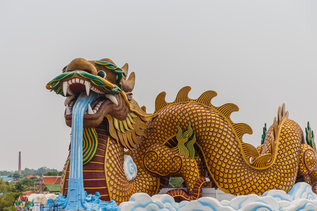 Huge dragon statue backgroundの写真素材