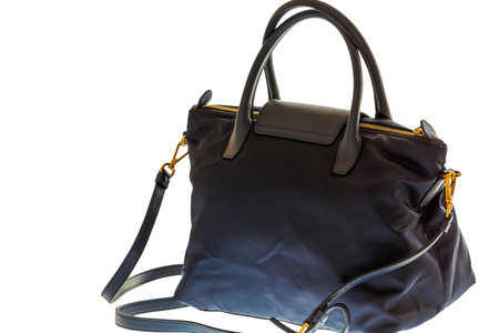 blue fashion female shoulder bag on white backgroundの写真素材