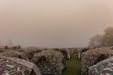 tent camping at Phu Kradueng National park Loei province Thailandの写真素材