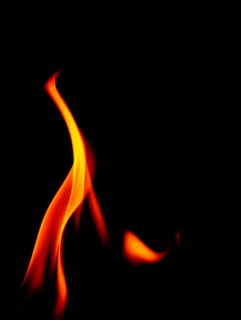 Fire flames on black backgroundの写真素材