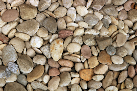 Brown, gray, yellow, white stone on the groundの写真素材