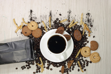 coffee , French fries and cookiesの写真素材