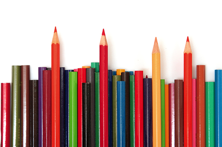 color pencils on white backgroundの写真素材