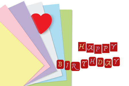 Happy birthday vector design with  hearth , book for greeting cardの写真素材
