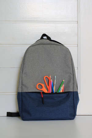 student supplies,Corner border of awide range of school supplies near the doorの写真素材