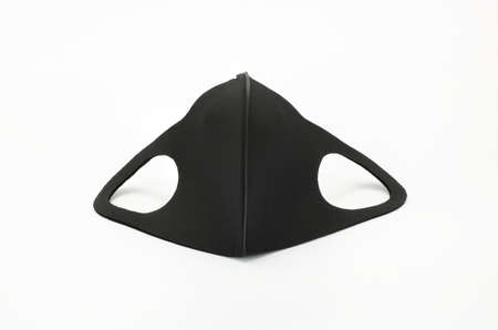 Black elastic Mask Protect from virus on white background , isolatedの写真素材