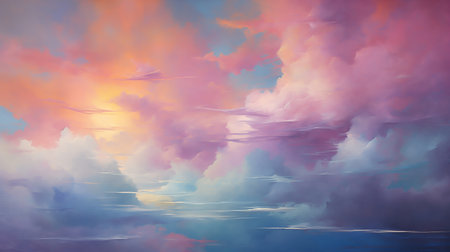 Artistic abstraction composed of digital colors on the subject of Universe, Nature, creativity and imagination, abstract art. Clouds, watercolor painting,  modern art, posters, cards, murals, rugsの素材