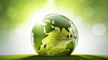 world tree environmental protection. globe green in green blurred nature background, earth day, energy saving conceptの素材