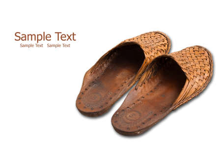 Cow skin shoes isolate on the white.の写真素材