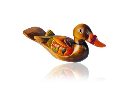 Wood duck isolate on the white.の写真素材