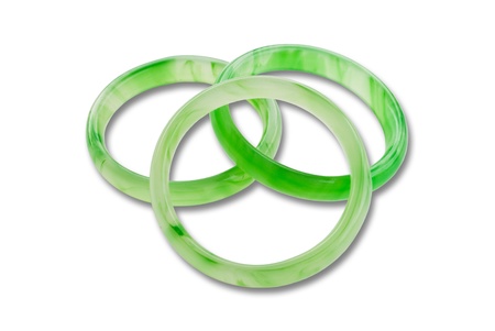 Green jade bracelet isolate on the white.の写真素材