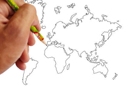 Write the world map line.の写真素材