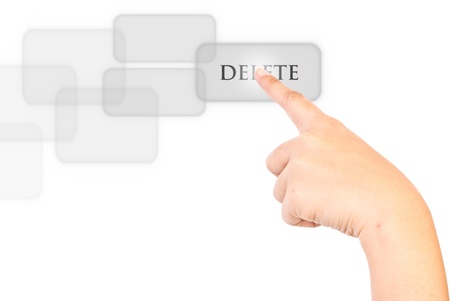 Single finger press the delete button.の写真素材