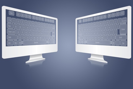 Keyboard on monitor screen.の写真素材