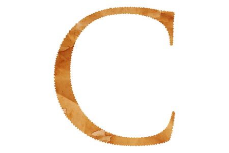 Vintage paper C alphabet isolate on the white.の写真素材