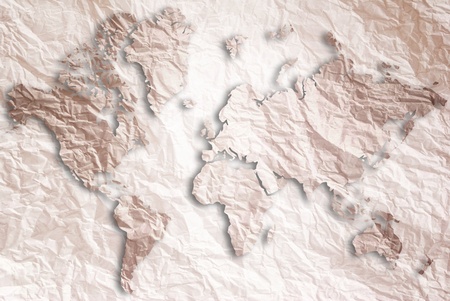 Vintage world map with vintage paper texture.の写真素材