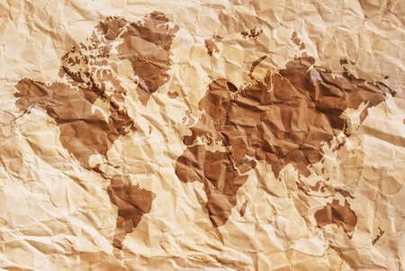 Vintage world map with vintage paper texture.の写真素材